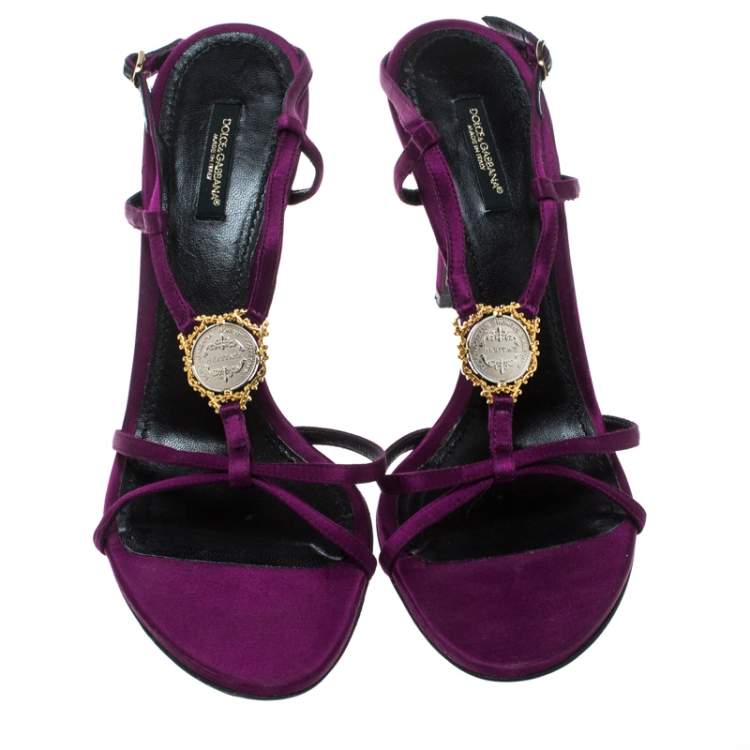 Pre Owned Dolce & Gabbana Purple Satin Sandals Size 40