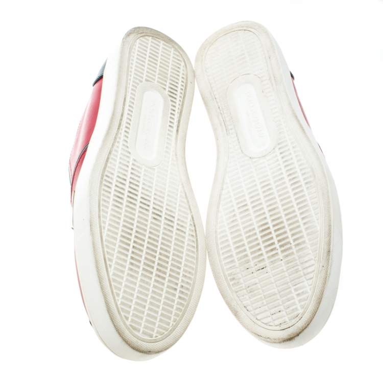 Pre Owned Dolce & Gabbana Red Leather Applique Detail Slip On Sneakers Size 38.5