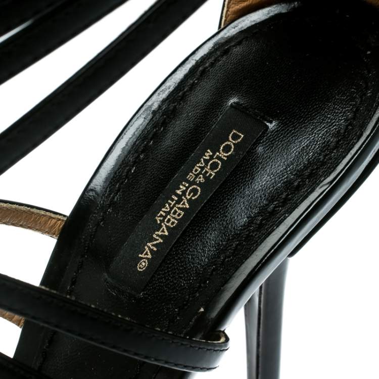 Pre Owned Dolce & Gabbana Black Leather Strappy Sandals Size 40
