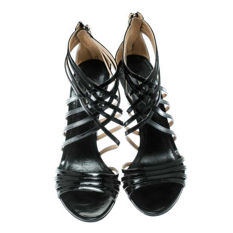 Pre Owned Dolce & Gabbana Black Leather Strappy Sandals Size 40