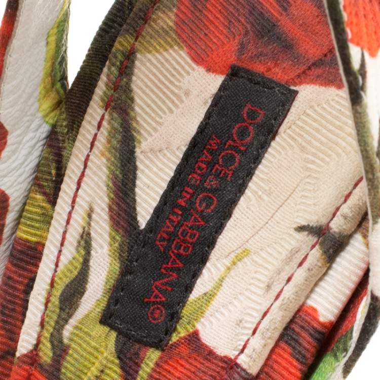 Pre Owned Dolce & Gabbana Multicolor Floral Printed Fabric Platform Wedge Sandals Size 37.5