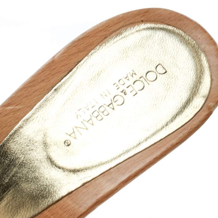 Pre Owned Dolce & Gabbana White Leather Buckle Detail Wooden Clogs Size 38