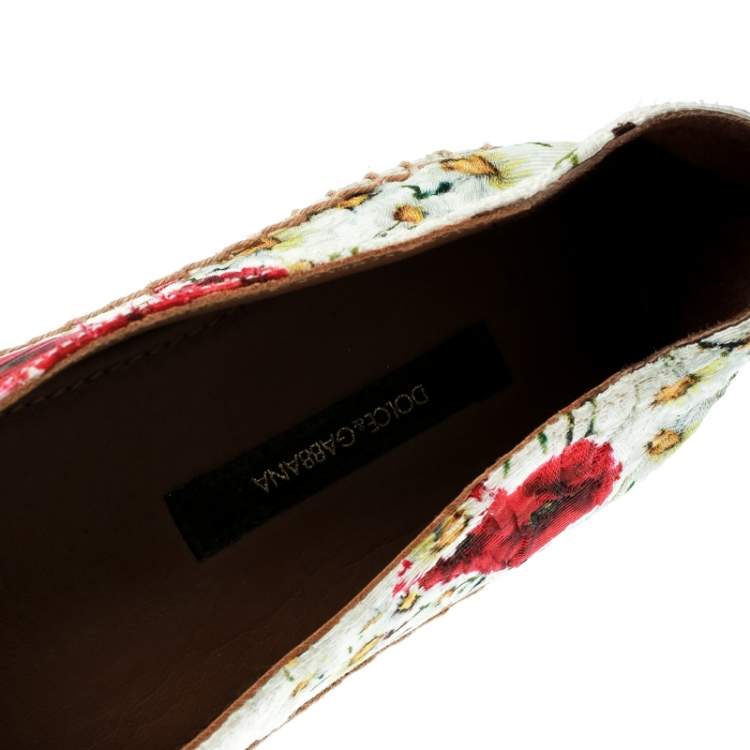 Pre Owned Dolce & Gabbana Multicolor Floral Print Canvas Espadrilles Size 38