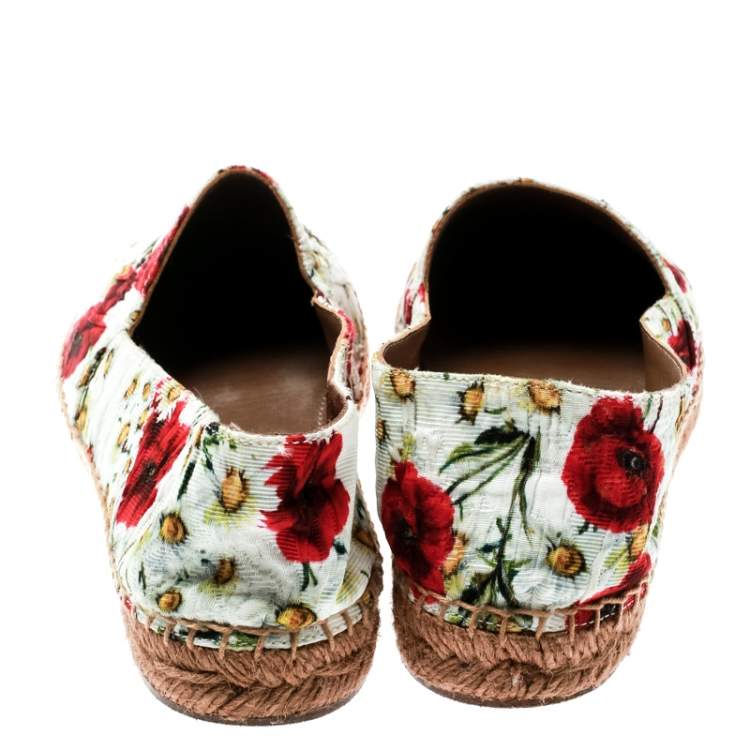 Pre Owned Dolce & Gabbana Multicolor Floral Print Canvas Espadrilles Size 38
