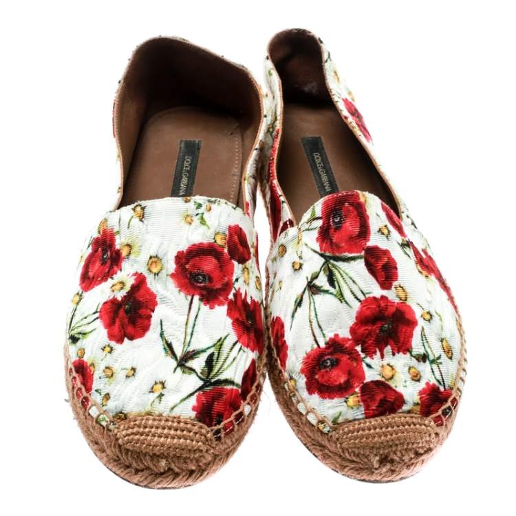 Pre Owned Dolce & Gabbana Multicolor Floral Print Canvas Espadrilles Size 38