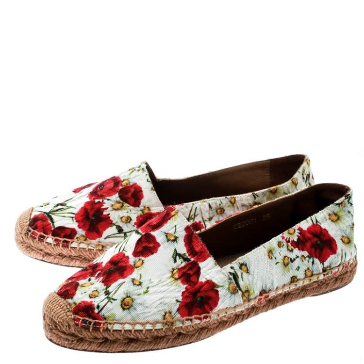 Pre Owned Dolce & Gabbana Multicolor Floral Print Canvas Espadrilles Size 38
