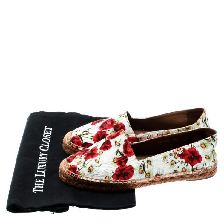 Pre Owned Dolce & Gabbana Multicolor Floral Print Canvas Espadrilles Size 38