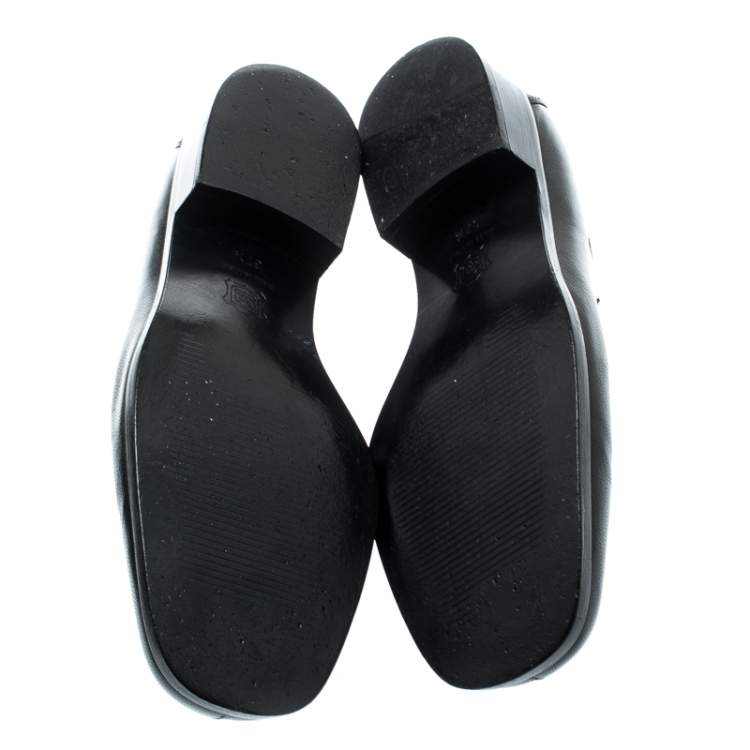 Pre Owned Dolce & Gabbana Black Leather Vintage Loafers Size 37.5