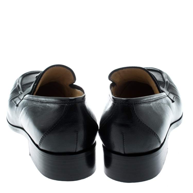 Pre Owned Dolce & Gabbana Black Leather Vintage Loafers Size 37.5
