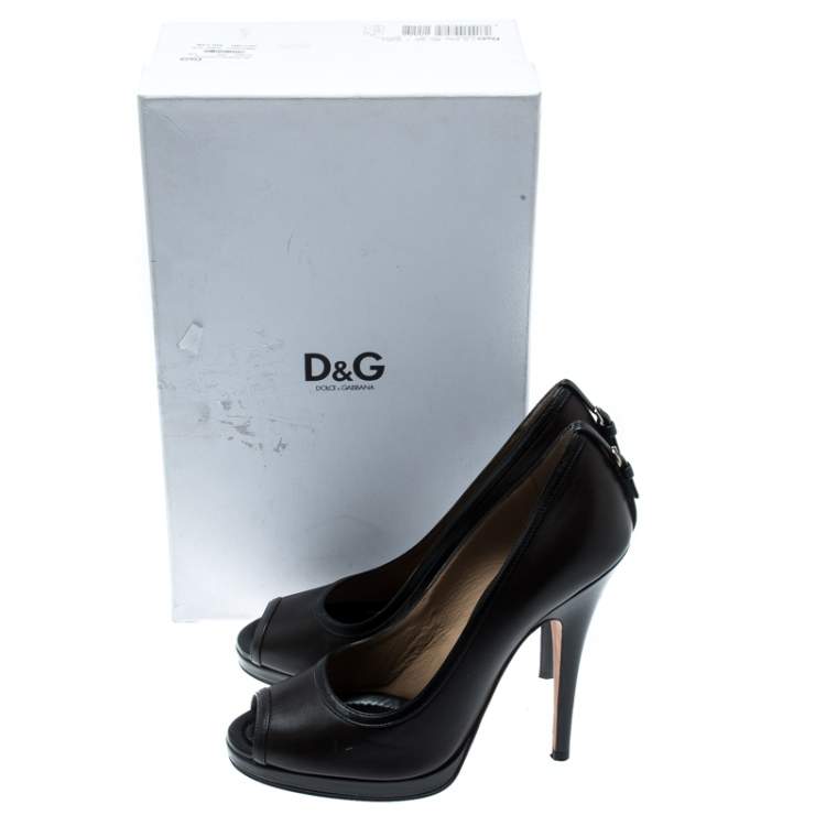 Pre Owned Dolce & Gabbana Brown Leather Peep Toe Pumps Size 40