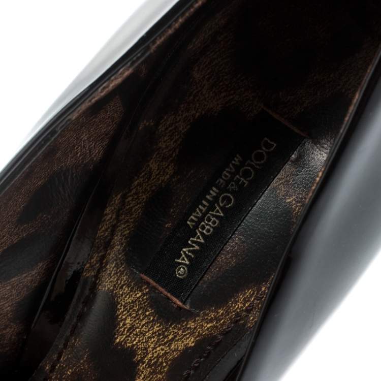 Pre Owned Dolce & Gabbana Black Patent Leather Platform Pumps Size 38