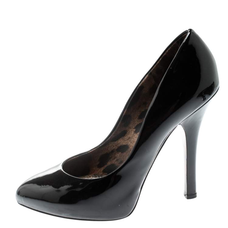 Pre Owned Dolce & Gabbana Black Patent Leather Platform Pumps Size 38