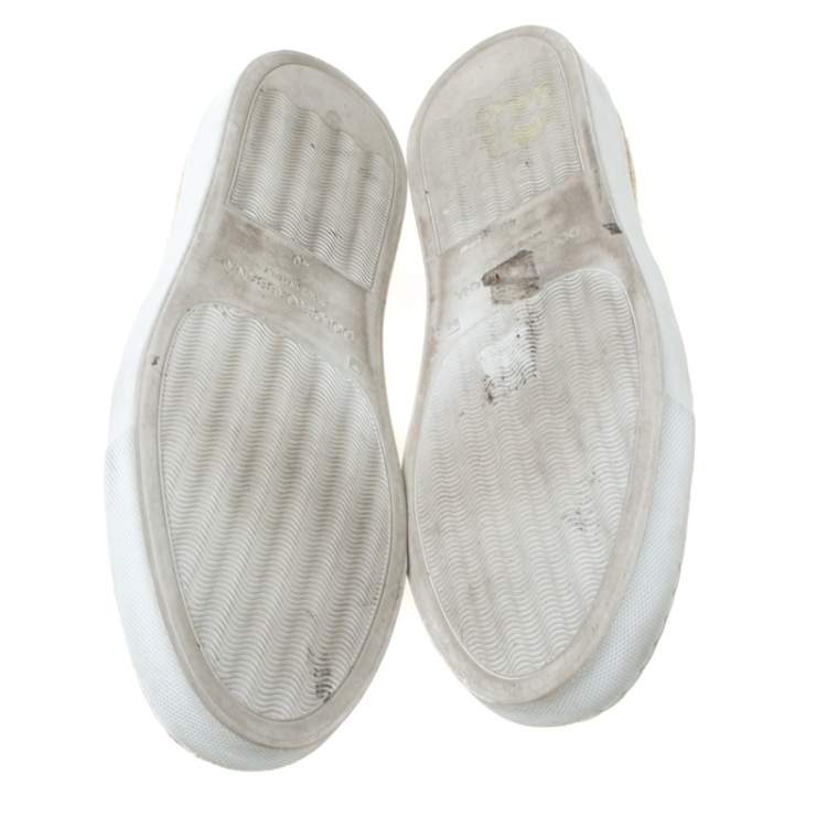 Pre Owned Dolce & Gabbana Two Tone Leopard Printed Canvas Espadrille Sneakers Size 40