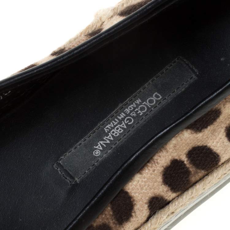 Pre Owned Dolce & Gabbana Two Tone Leopard Printed Canvas Espadrille Sneakers Size 40