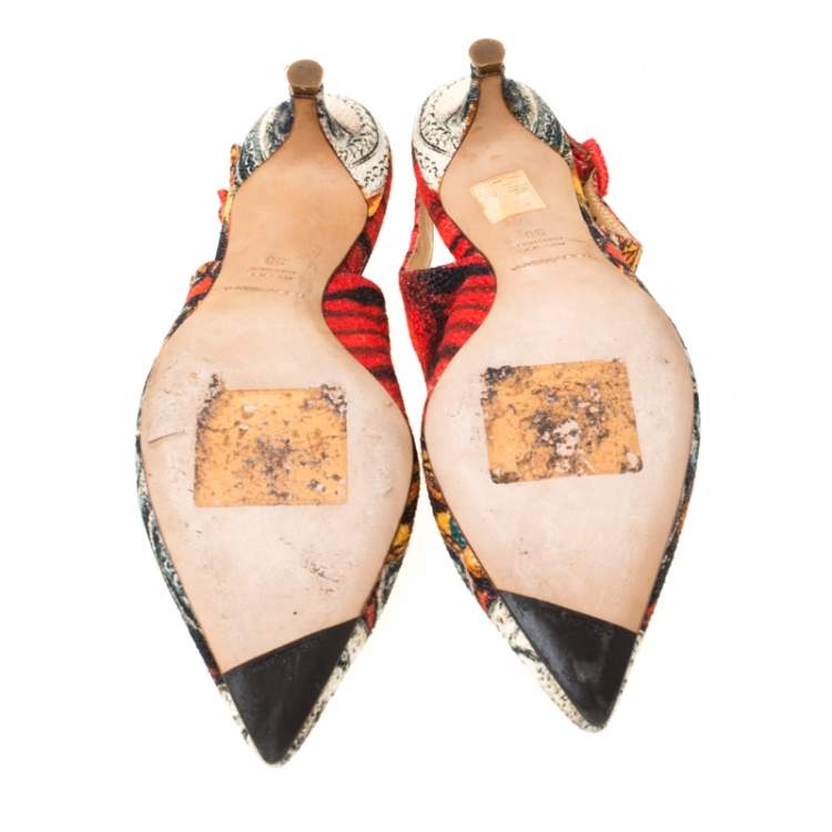 Pre Owned Dolce & Gabbana Multicolor Artistic Print Canvas Slingback Pumps Size 38