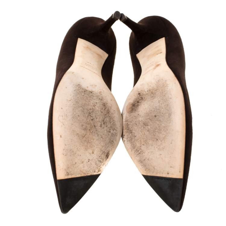مملوكة مسبقًا Dolce & Gabbana Dark Brown Suede Pointed Toe Pumps Size 39.5