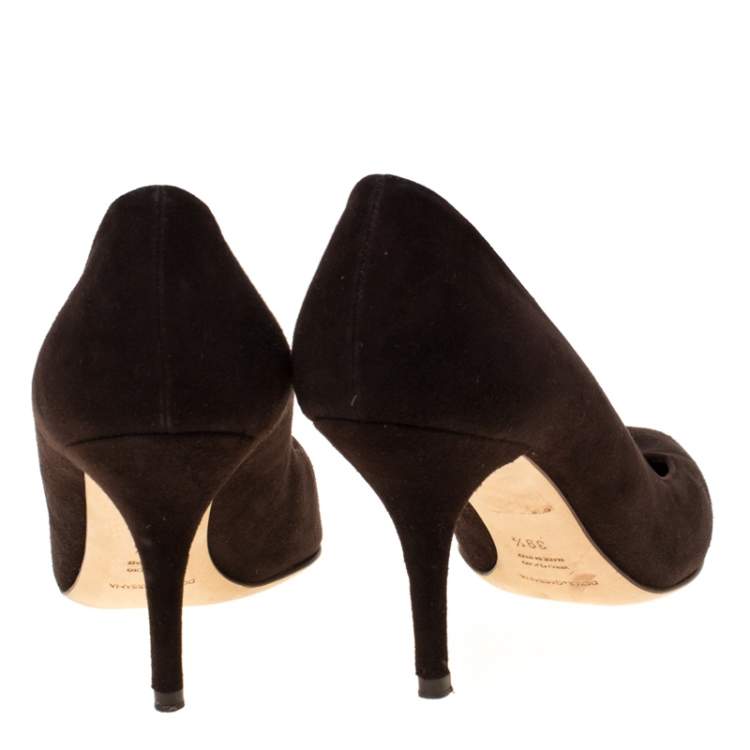 مملوكة مسبقًا Dolce & Gabbana Dark Brown Suede Pointed Toe Pumps Size 39.5