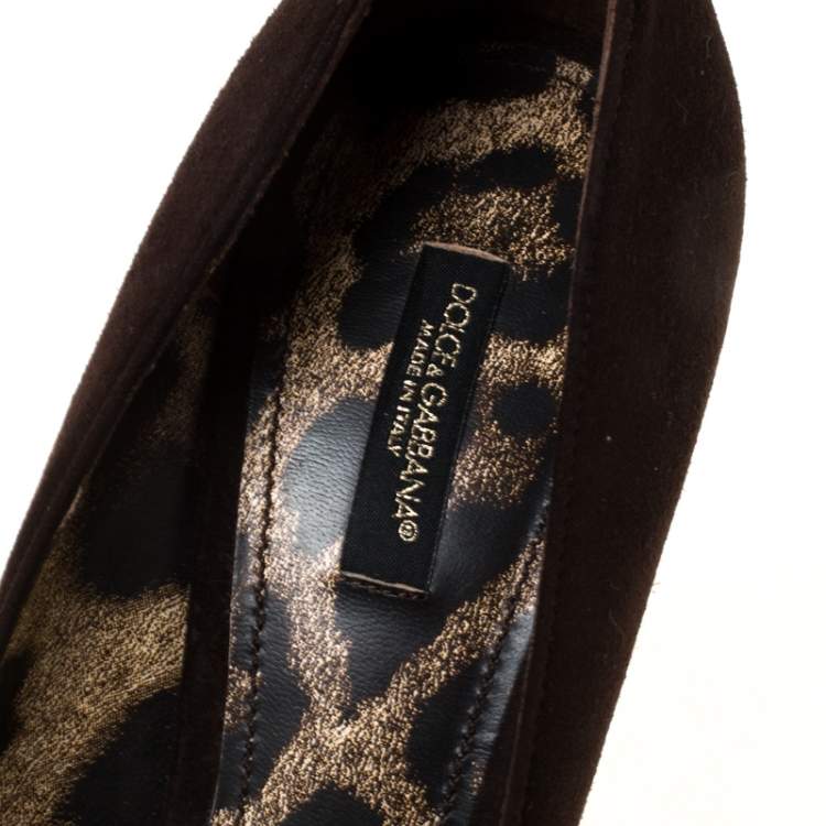 مملوكة مسبقًا Dolce & Gabbana Dark Brown Suede Pointed Toe Pumps Size 39.5