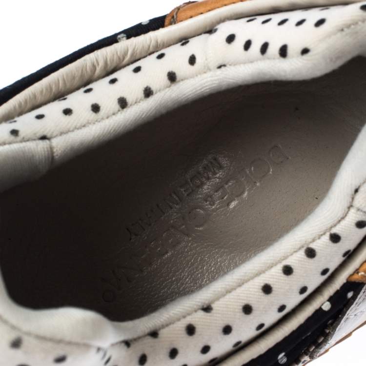 Pre Owned Dolce & Gabbana Black/White Polka Dot Sneakers Size 45