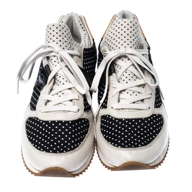 Pre Owned Dolce & Gabbana Black/White Polka Dot Sneakers Size 45