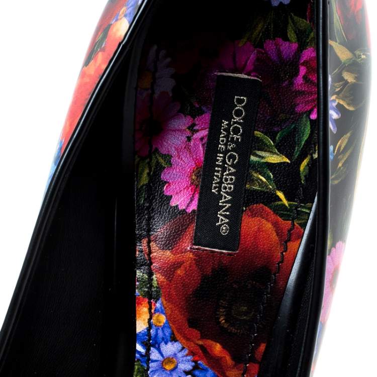 Pre Owned Dolce & Gabbana Multicolor Floral Print Leather Kate Pointed Toe Pumps Size 40.5