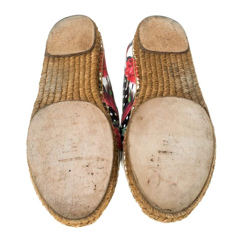 Pre Owned Dolce & Gabbana Multicolor Floral Print Leather Espadrille Flats Size 41