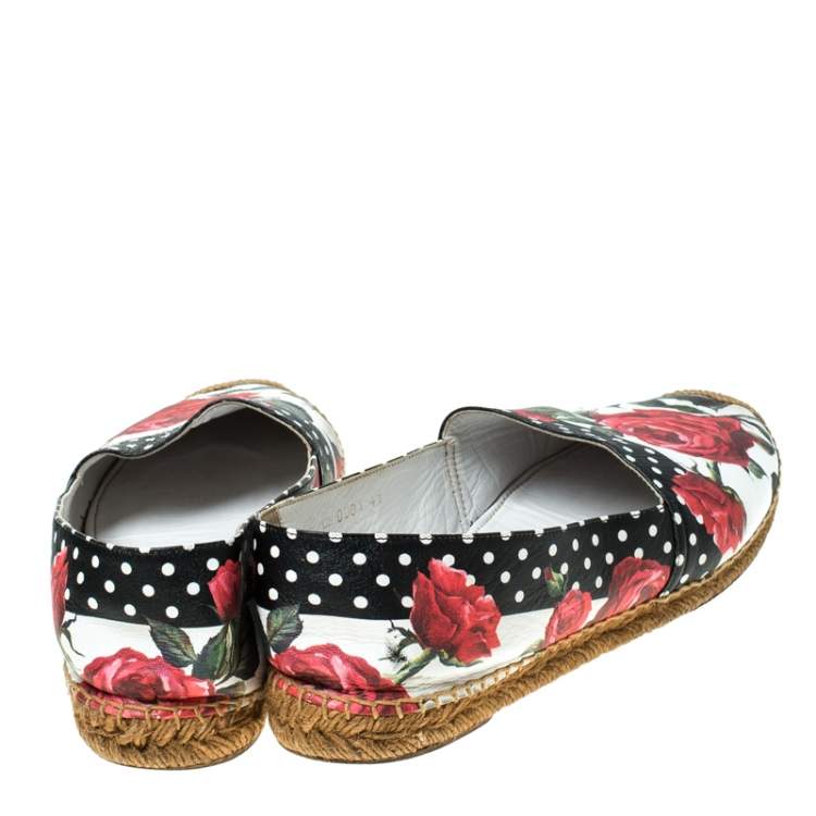Pre Owned Dolce & Gabbana Multicolor Floral Print Leather Espadrille Flats Size 41