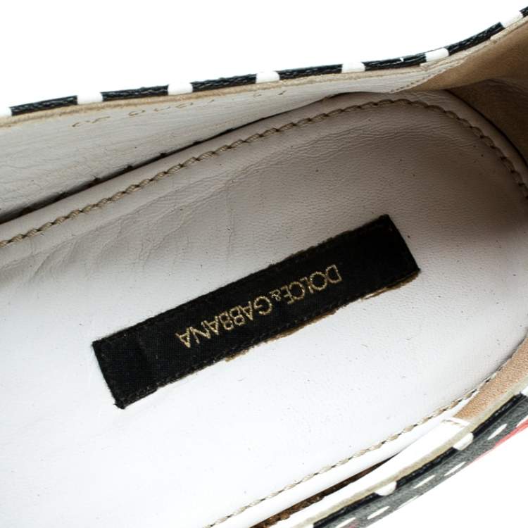 Pre Owned Dolce & Gabbana Multicolor Floral Print Leather Espadrille Flats Size 41