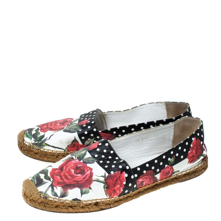 Pre Owned Dolce & Gabbana Multicolor Floral Print Leather Espadrille Flats Size 41