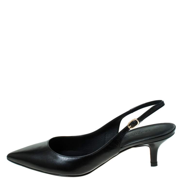 Pre Owned Dolce and Gabanna Black Leather Slingback Pointed Toe Sandals Size 35