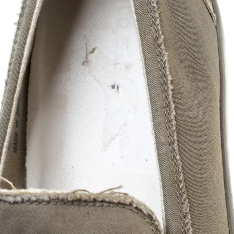 Pre Owned Dolce & Gabbana Grey Canvas Horsebit Loafers Size 40