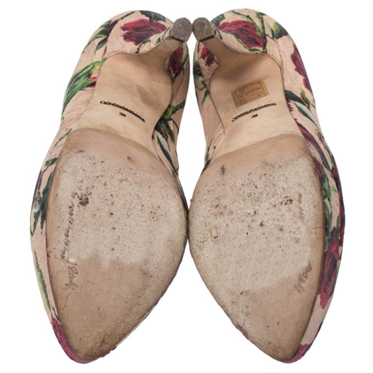 Pre Owned Dolce & Gabbana Multicolor Floral Brocade Fabric Platform Pumps Size 39