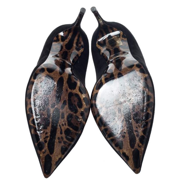 Pre Owned Dolce & Gabbana Black Suede Leather Pointed Toe Pumps Size 38.5