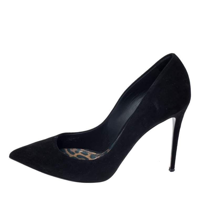 Pre Owned Dolce & Gabbana Black Suede Leather Pointed Toe Pumps Size 38.5