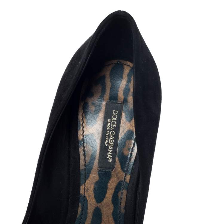 Pre Owned Dolce & Gabbana Black Suede Leather Pointed Toe Pumps Size 38.5