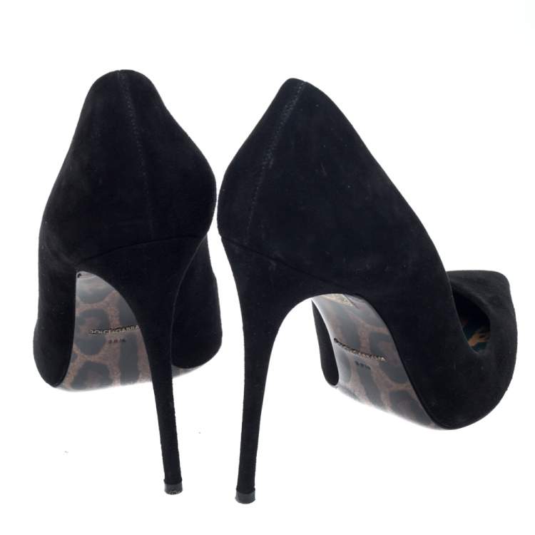 Pre Owned Dolce & Gabbana Black Suede Leather Pointed Toe Pumps Size 38.5