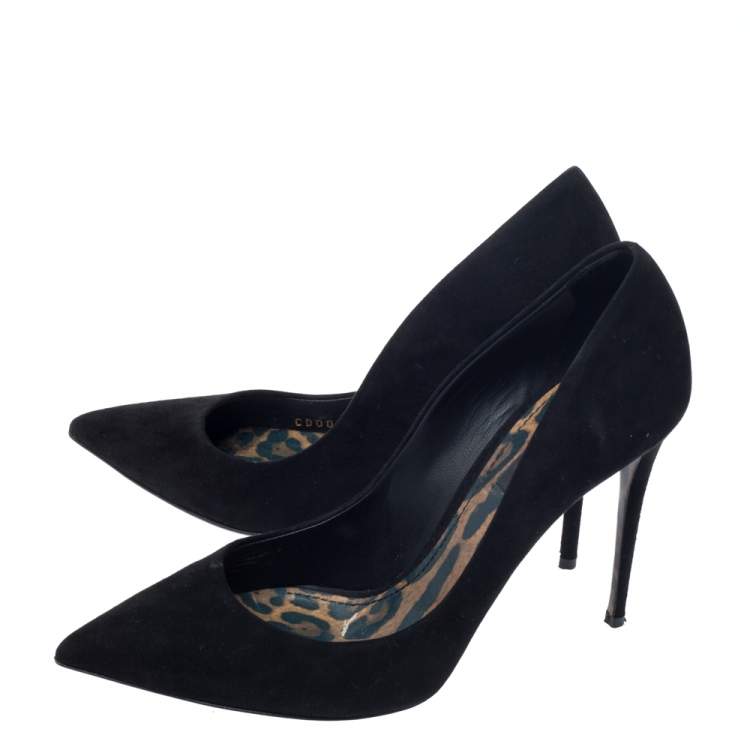 Pre Owned Dolce & Gabbana Black Suede Leather Pointed Toe Pumps Size 38.5