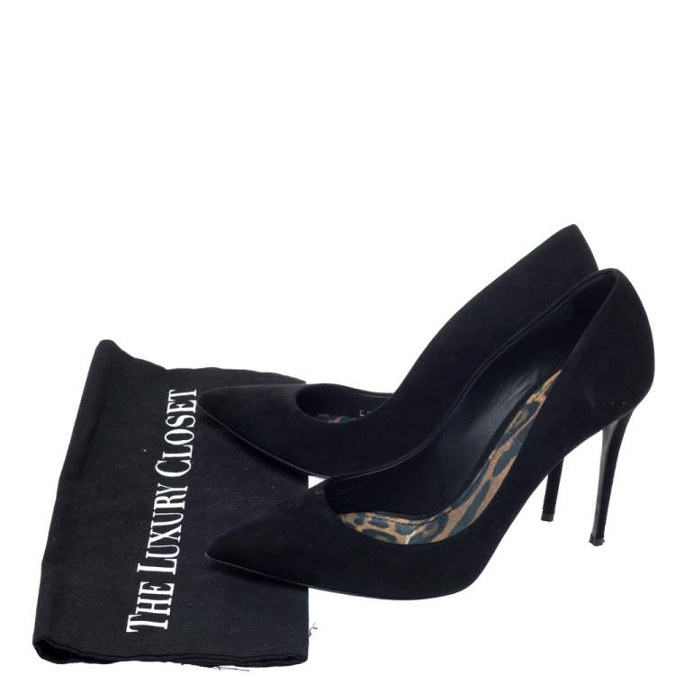 Pre Owned Dolce & Gabbana Black Suede Leather Pointed Toe Pumps Size 38.5
