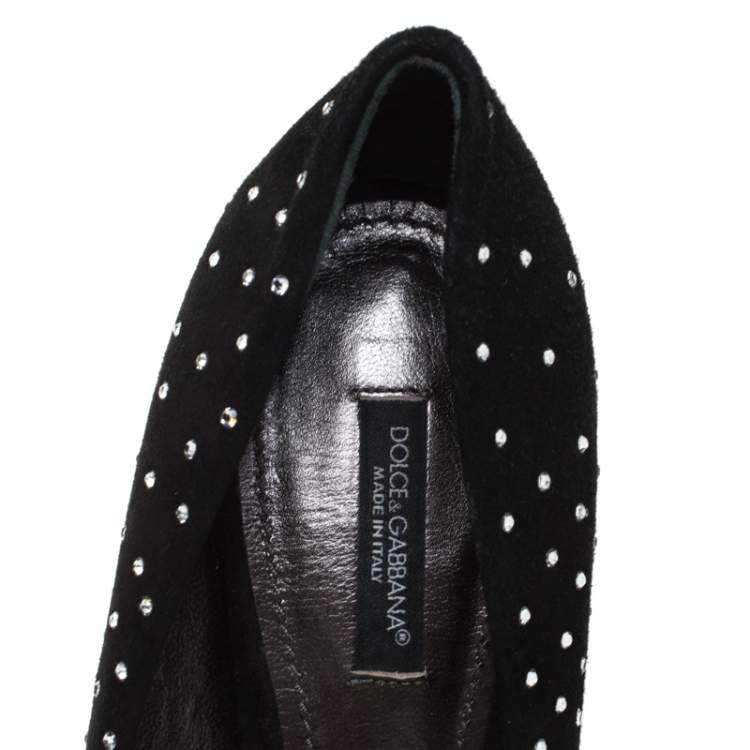 Pre Owned Dolce & Gabbana Suede Swarvoski Platform Pumps Size 38