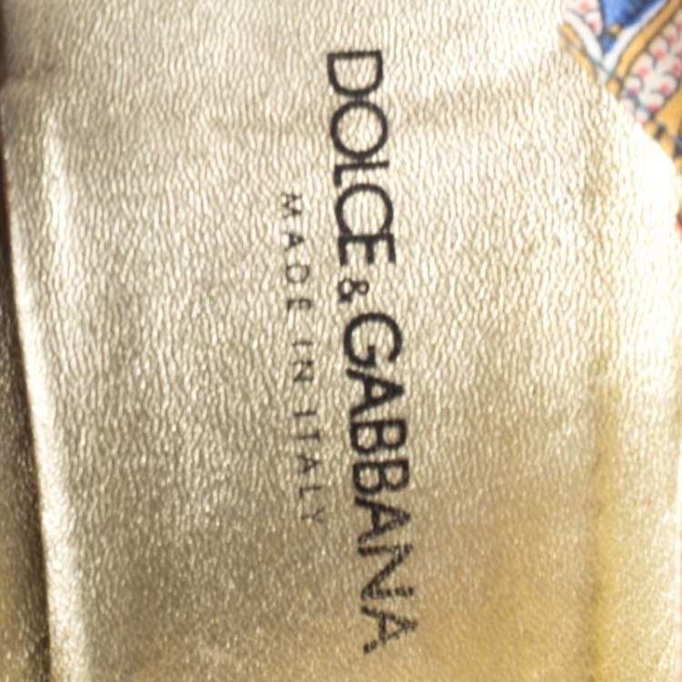 Pre Owned Dolce & Gabbana Multicolor Fabric Crystal Embellished Flat Mules Size 38