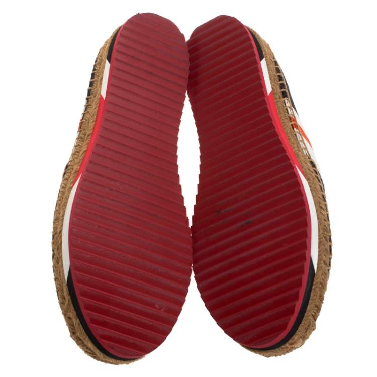 Pre Owned Dolce & Gabbana Multicolor Striped Canvas Flat Espadrilles Size 37