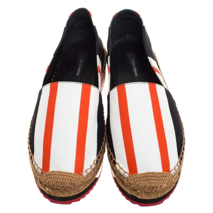 Pre Owned Dolce & Gabbana Multicolor Striped Canvas Flat Espadrilles Size 37
