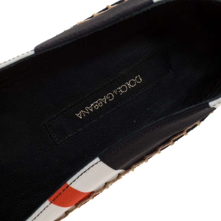 Pre Owned Dolce & Gabbana Multicolor Striped Canvas Flat Espadrilles Size 37