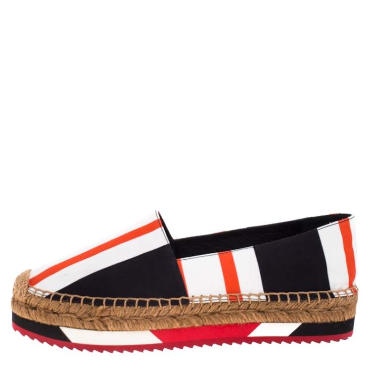 Pre Owned Dolce & Gabbana Multicolor Striped Canvas Flat Espadrilles Size 37