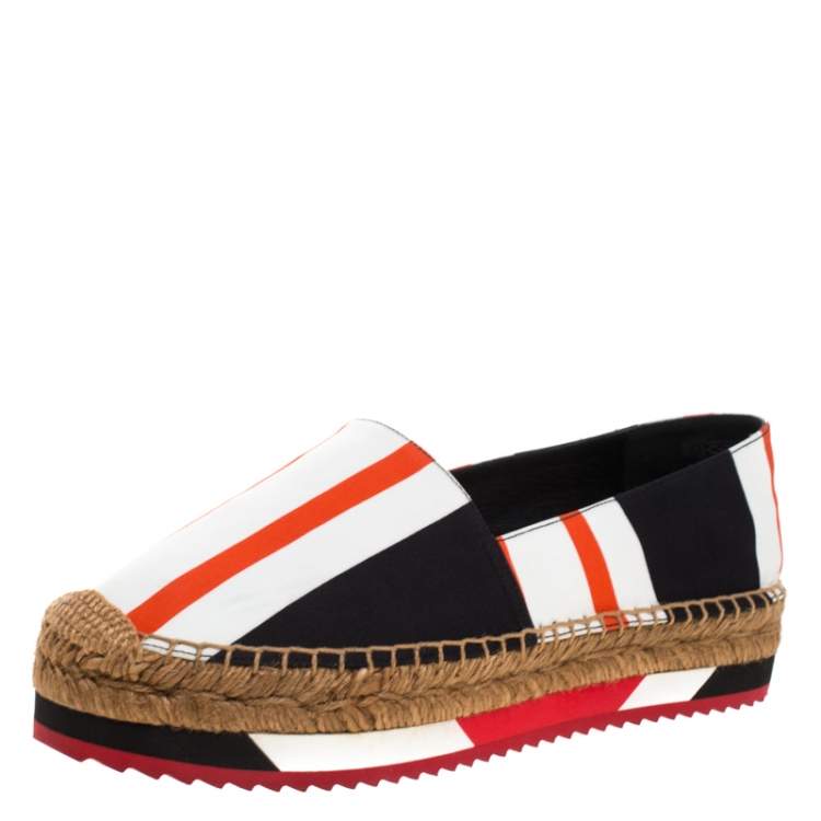 Pre Owned Dolce & Gabbana Multicolor Striped Canvas Flat Espadrilles Size 37