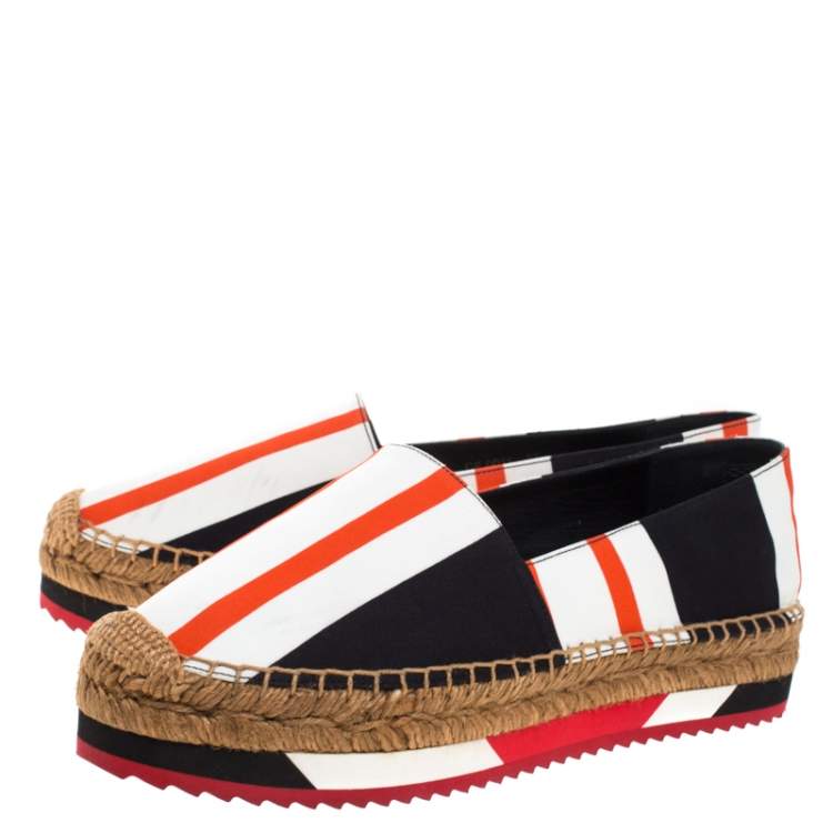 Pre Owned Dolce & Gabbana Multicolor Striped Canvas Flat Espadrilles Size 37