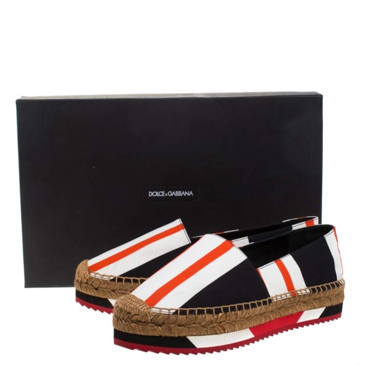 Pre Owned Dolce & Gabbana Multicolor Striped Canvas Flat Espadrilles Size 37