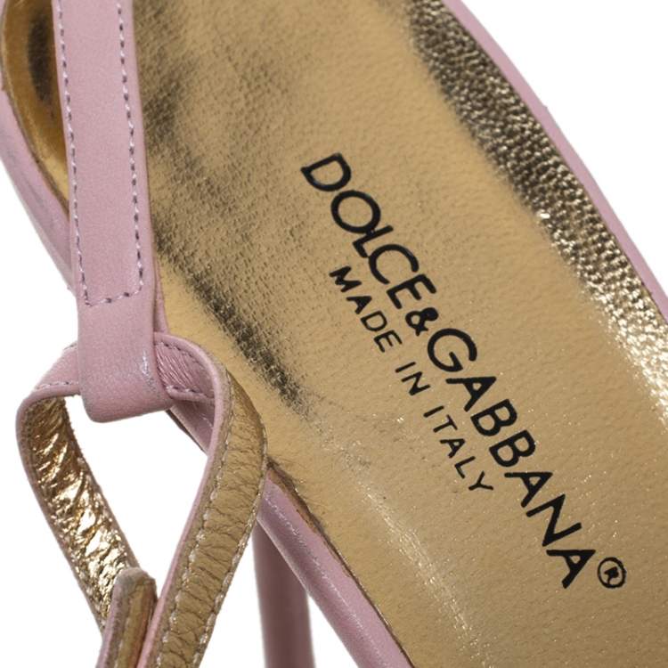 Pre Owned Dolce & Gabbana Pink Leather Sex Chain Detail Ankle Strap Sandals Size 40