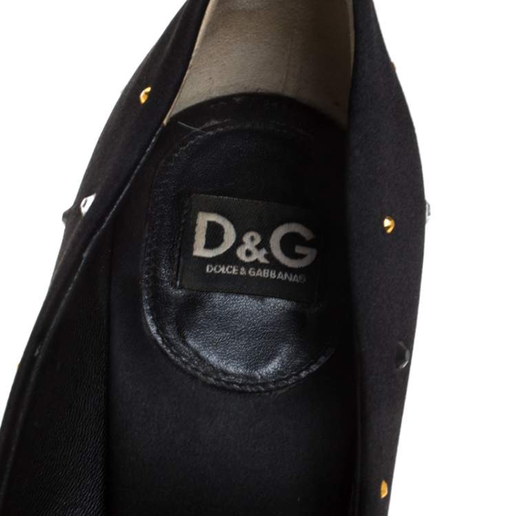 Pre Owned Dolce & Gabbana Black Crystal Embellished Satin Platform Pumps Size 38