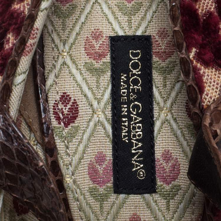 Pre Owned Dolce & Gabbana Multicolor Velvet And Canvas Mary Jane Pumps Size 37
